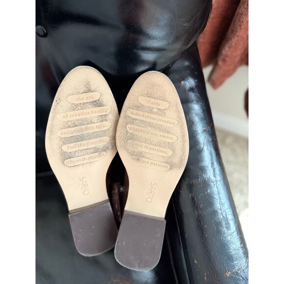 Franco Sarto Brown Leather Ankle Boots Women’s Size 7 Zip Side Low Heel Booties - Picture 2 of 6